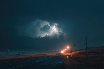 Obraz premium Stormy night road