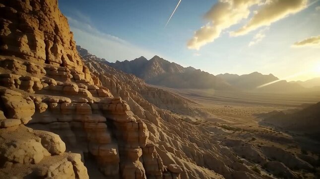 Sunset Over Rocky Desert Landscape
