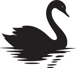 Swan Silhouette Vector  Elegant Bird Art Symbolizing Grace Tranquility & Mythic Beauty