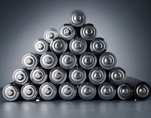 AA batteries stacked in a triangular shape, showcasing energy and power.