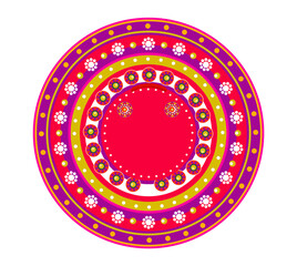 Colorful Mandala Flower Pattern – Traditional Indian Decorative Circle Art Elements PNG