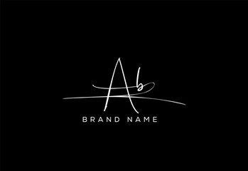 AB letter beauty cursive handwriting logo.