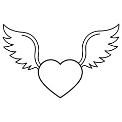 Angel wings icon vector. Heart with wings illustration sign. Valentines symbol or logo.
