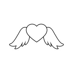 Angel wings icon vector. Heart with wings illustration sign. Valentines symbol or logo.