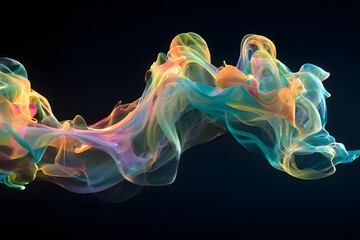 Obraz premium Colorful swirling smoke pattern on dark background.