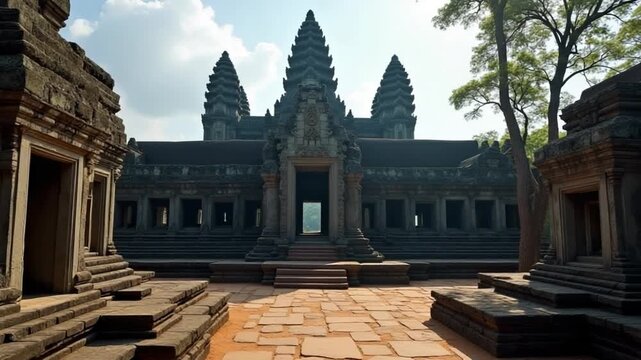 Mysterious Ancient ruins Ta Som temple, Angkor Wat complex. Siem Reap