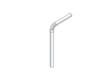 White Plastic Straw Bent Isolated on Black Background on transparent background