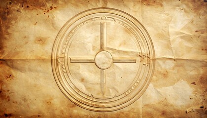 Embossed Emblem on Old Parchment and a Classic and Textured Look