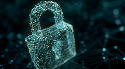 Digital illustration of a padlock, symbolizing onlin protection and cybersecurty in the digital world.