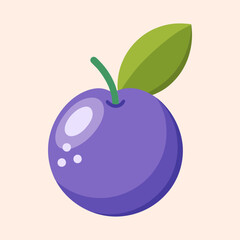 Stylized Plum with Leaf Illustration on Light Background, Ideal for Design Projects