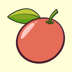 Stylized vector illustration of an apple fruit with a leaf attached