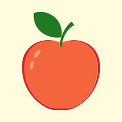 Simple cartoon illustration of an apple with a green leaf on top