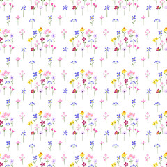 Obraz premium Seamless floral&nbsp;pattern minimalist repeating background with watercolor flowers. Fabric wallpaper print texture. Perfectly for backdrop, wrapped paper, linen.
