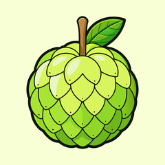 Custard Apple Sweet Treat Illustration with Light Green Background and Simple Details