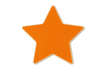 Orange textured star with beige border isolated on transparent background, perfect for graphic design projects