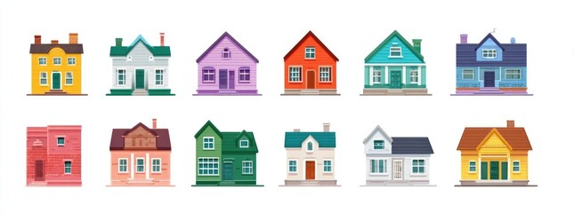 Colorful collection of stylized houses