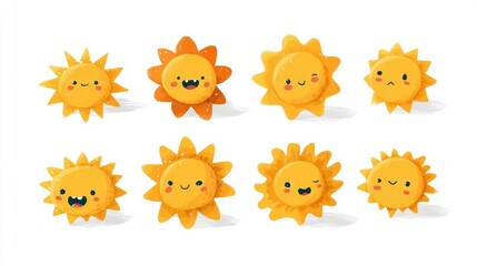 Cute cartoon suns with various expressions (1)