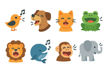 Obraz premium Joyful Children's Icons. Flat vector mini-illustrations joyful presence in colors children's illustrations: laughing faces,
