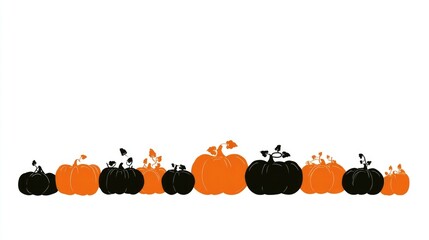 Orange and black pumpkins in a horizontal row