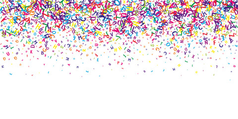 Flying latin letters. Colorful childish scattered