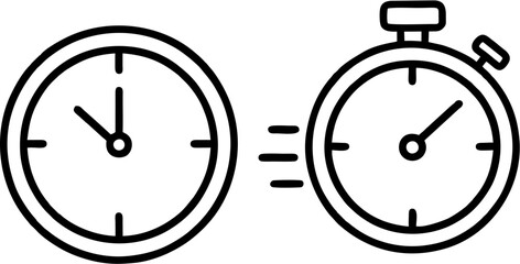 Minimal flat design vector icon illustration of time-saving concept with clock, stopwatch, efficiency and productivity symbols, simple modern style for business and lifestyle use.