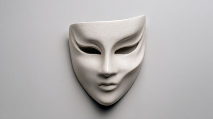 Intriguing White Mask Featuring Distinctive Black Nose Symbolizing Mystery and Identity in a Minimalist Artistic Composition with Anonymity