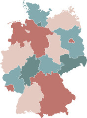 High-resolution Germany map illustration (including detailed administrative districts)
