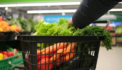 Shopping basket filled with fresh produce