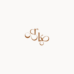 wedding initial concept caligraphic style monogram letter luxury minimalist logo design KR