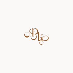 wedding initial concept caligraphic style monogram letter luxury minimalist logo design KP