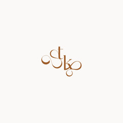 wedding initial concept caligraphic style monogram letter luxury minimalist logo design KT