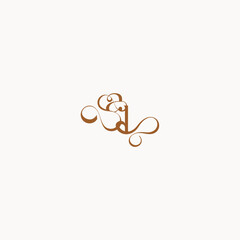 wedding initial concept caligraphic style monogram letter luxury minimalist logo design LA