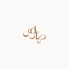 wedding initial concept FD luxury minimalist logo design caligraphic style monogram letter
