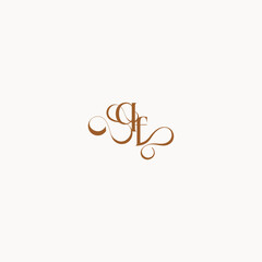 wedding initial concept FQ luxury minimalist logo design caligraphic style monogram letter