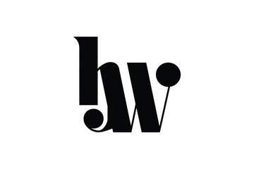A stylized black and white logo featuring the letters h and w with decorative dots