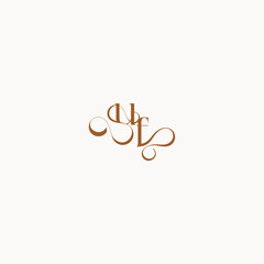 wedding initial concept FU luxury minimalist logo design caligraphic style monogram letter
