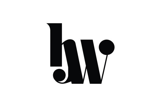 A stylized black and white logo featuring the letters h and w with decorative dots