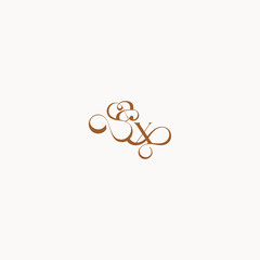 XA letter luxury minimalist logo design wedding initial concept caligraphic style monogram
