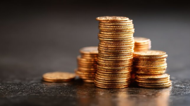 Closeup of Glittering Gold Coins Pile, Raw Texture for Financial Campaigns or HighEnd Branding, Elegance and Wealth Connotation.