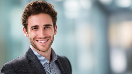 Fototapeta premium Businessman in office,modern interior background,copy space concept,mockup template.