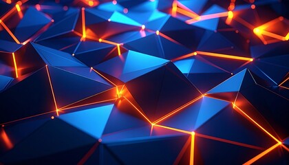 Abstract polygonal structures illuminated with responsive glow, creating layered interactive visuals full of realism and energy,