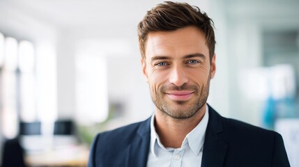 Businessman in office,modern interior background,copy space concept,mockup template.