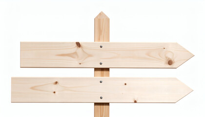 Blank Wooden Directional Signpost for Outdoor Guidance Isolated on White Background for Navigation and Signage Design Artwork