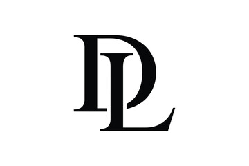A bold monogram design featuring the overlapping letters d and l in black color