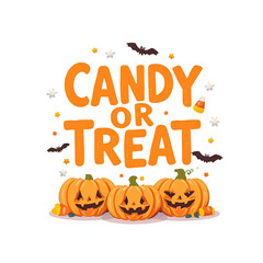 Many Carved PumpkinsInscription above the pumpkins candy or death isolated on transparent or white background, png