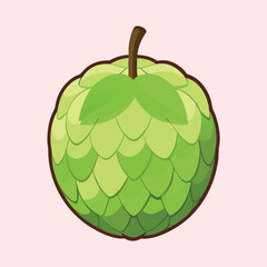 Stylized Illustration of a Custard Apple or Atemoya Fruit with Scales