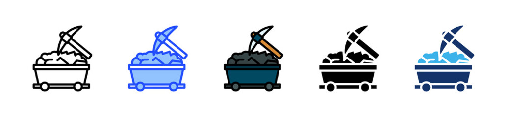 Coal Mining Icon Collection With Multiple Styles