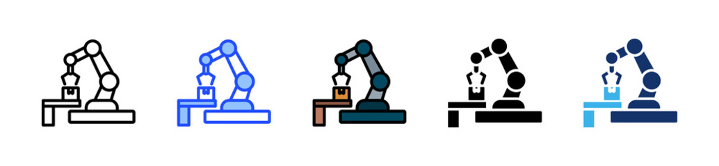 Robot Arm Icon Collection With Multiple Styles