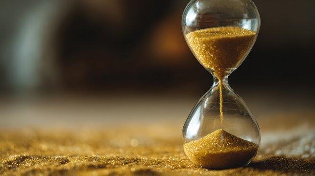 Striking Hourglass Countdown Clock Against Minimalistic Background Perfect for TimeSensitive Projects, Encapsulating Sense of Anticipation and Progress.