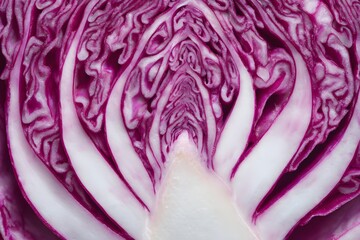 Obraz premium Purple cabbage cross section with intricate natural pattern.